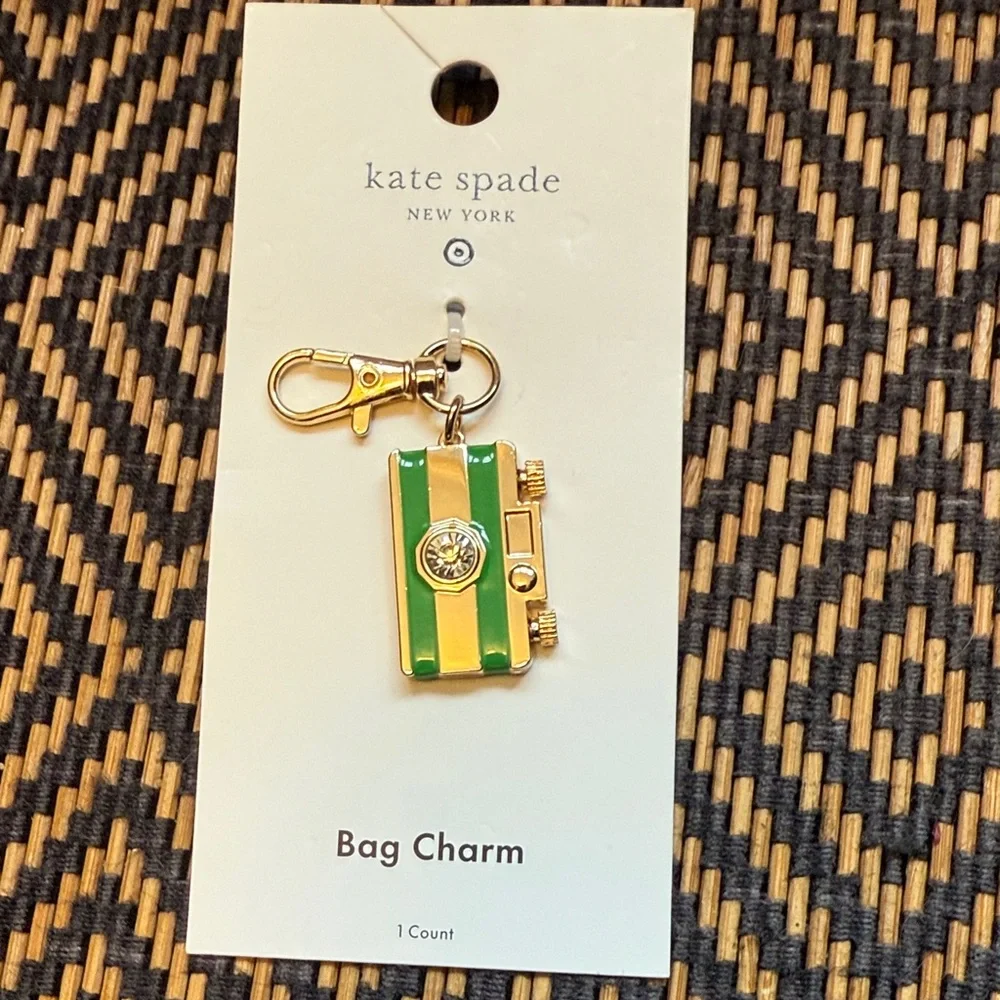 Camera Bag Charm Keychain kate spade new york x Target Gold Green Rhinestone